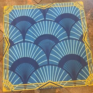 Art Deco Blue and Gold Decorative Mahjong Game Mat